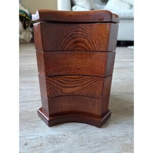 Vintage The Bombay Company 2004 Wood Rotating Swivel Jewelry Box 4-Tier